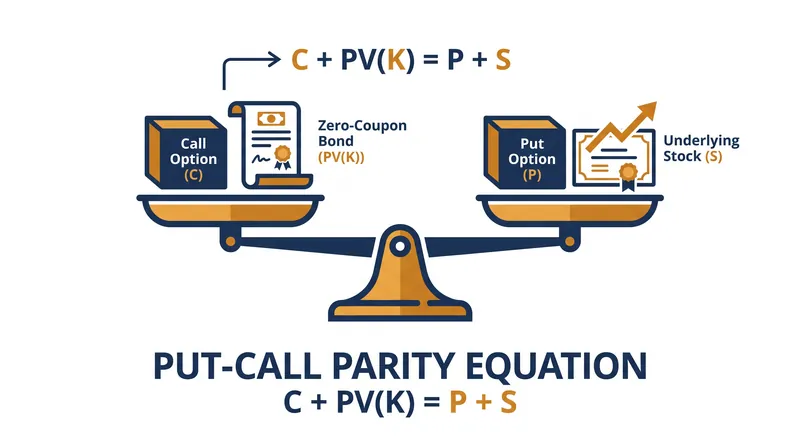 The parity equation demonstrates that a fiduciary call and a protective put carry the exact same terminal value.