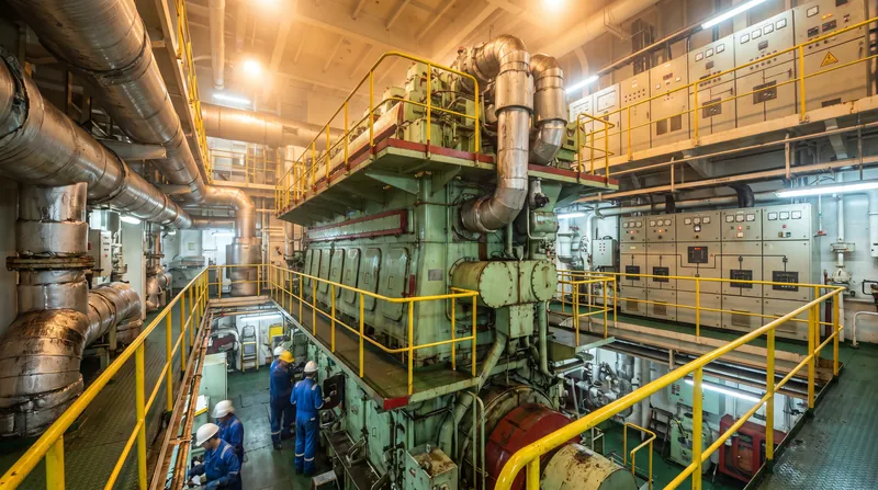 Marine generators produce 440-volt, 60-hertz three-phase power to drive a vessel's isolated microgrid.