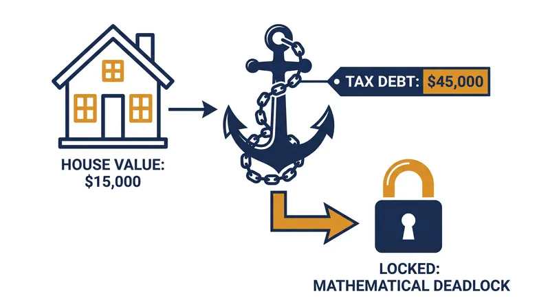 When accumulated tax debt exceeds a property's market value, traditional foreclosure auctions fail to attract buyers.