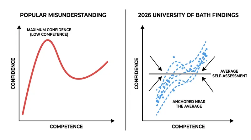 Recent research suggests the Dunning-Kruger effect is driven more by statistical anchoring than by a unique deficit among the unskilled.