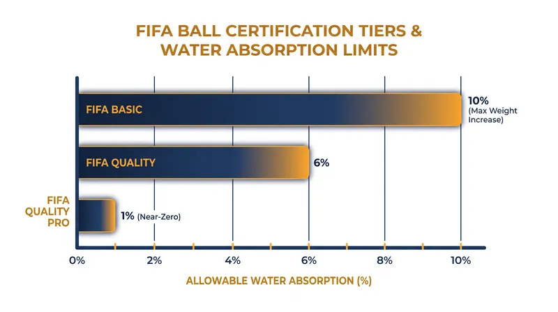 Water absorption limits are the primary differentiator between amateur and elite match balls.