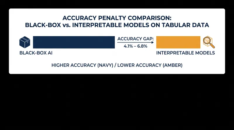 In structured public policy datasets, the accuracy penalty for using a fully explainable model is often less than 7%.