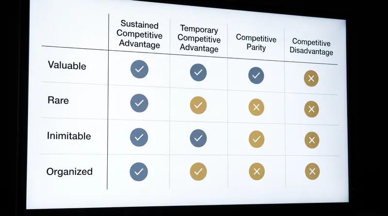 The VRIO framework evaluates whether a company's internal resources are capable of sustaining its chosen market position.