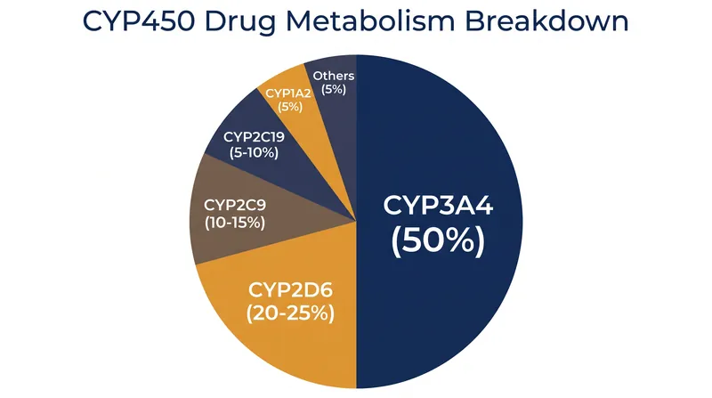The metabolic bottleneck: CYP3A4 and CYP2D6 handle the vast majority of pharmaceutical processing.