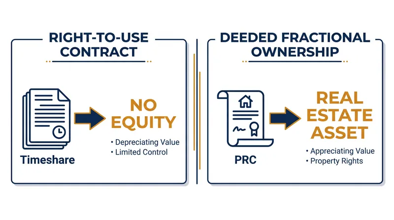 The legal structure of the purchase determines whether the buyer holds a transferable real estate asset.