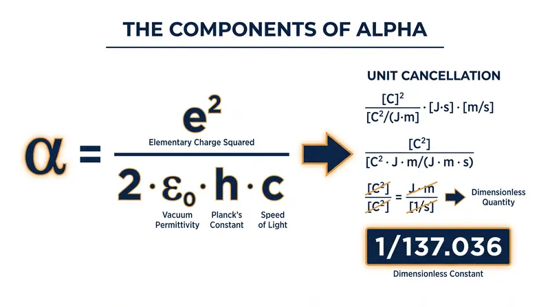 The fine-structure constant is a dimensionless ratio constructed from four fundamental physical constants.