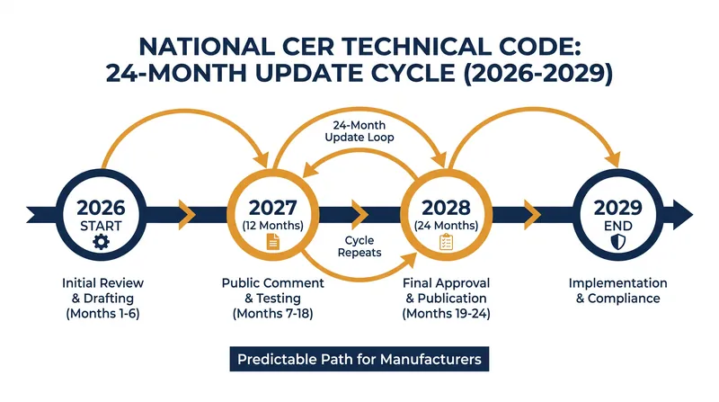The Technical Code will be updated on a strict two-year cycle to keep pace with hardware innovation.
