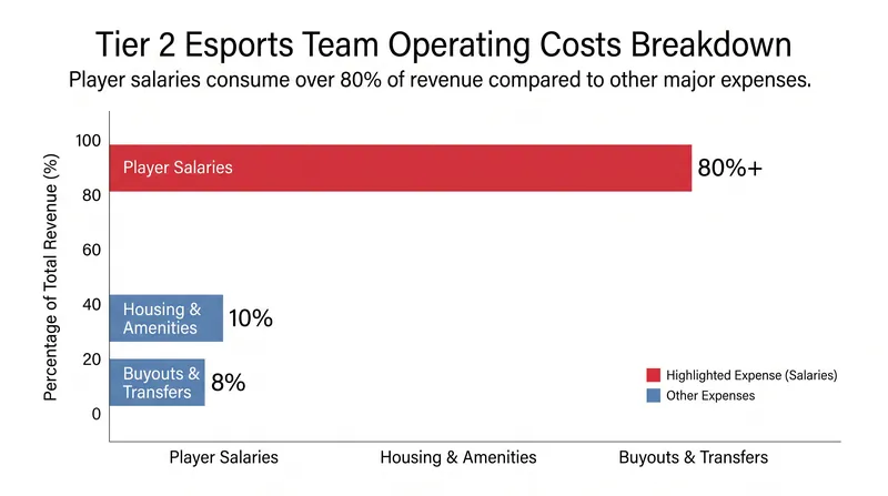 Fixed costs like player salaries and buyouts quickly absorb the majority of an organization's gross income.