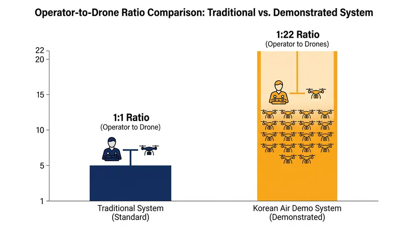 Korean Air's integrated battlefield management system allows a single operator to control multiple unmanned aerial vehicles simultaneously.