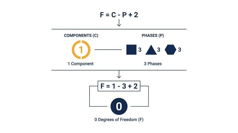 Gibbs' phase rule calculates the degrees of freedom for pure water at its triple point.