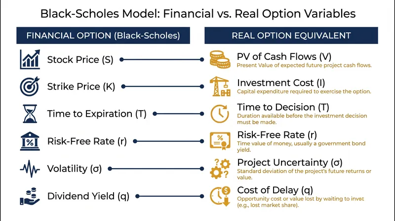 Applying financial derivative models to physical assets requires translating market variables into project-specific estimates.