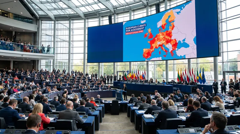 European Commission President Ursula von der Leyen delivering a speech at a podium in Strasbourg.