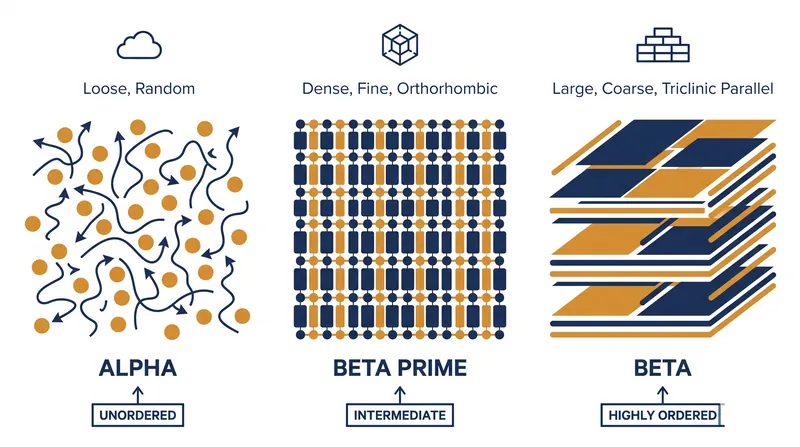 Fat molecules can pack into three distinct crystal lattices, with beta prime offering the best aeration.