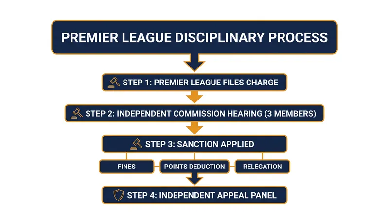 The legal pathway from a formal Premier League charge to a final sporting sanction.