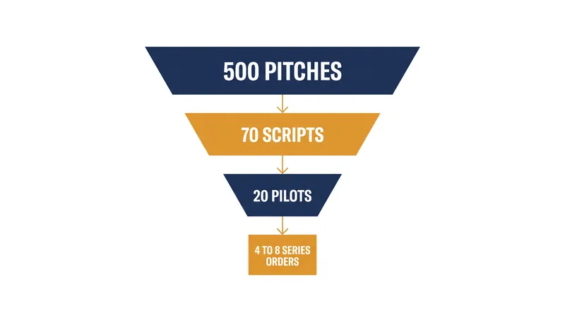 The traditional broadcast development funnel eliminates over 90 percent of pitched projects before they reach the screen.