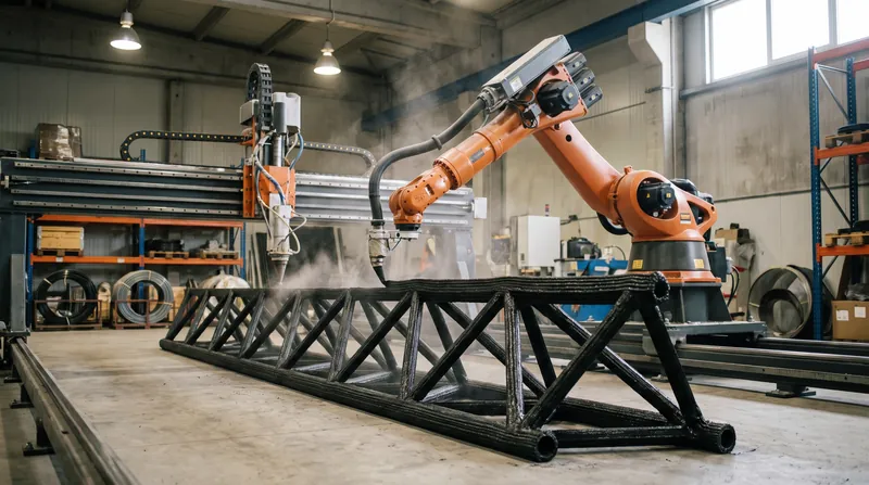The robotic manufacturing platform can print large composite trusses in under 13 minutes.