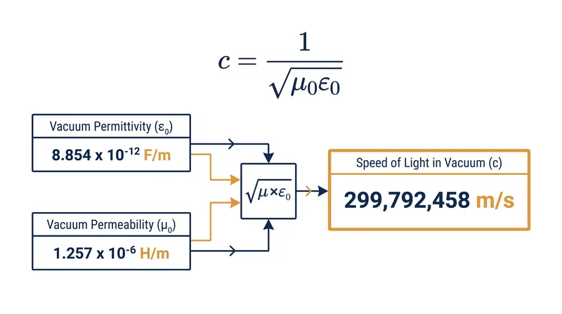 Maxwell's equation linking the speed of light to the electromagnetic properties of the vacuum.