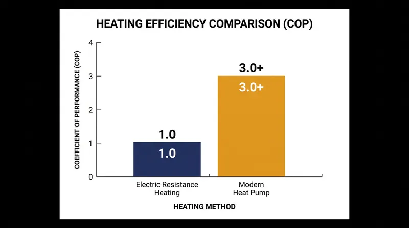Because heat pumps move existing heat rather than generating it, they can achieve efficiencies well over 100 percent.