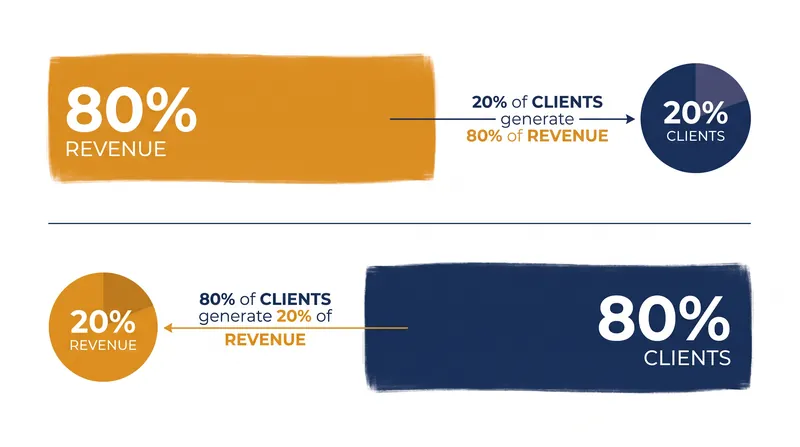 The standard Pareto distribution applied to a freelance client roster.