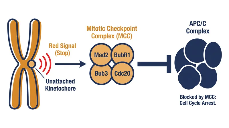 Unattached kinetochores catalyze the formation of the Mitotic Checkpoint Complex (MCC), which inhibits the anaphase-promoting complex.