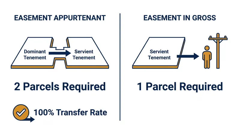 An easement appurtenant requires both a dominant and servient estate, while an easement in gross requires only a servient estate.