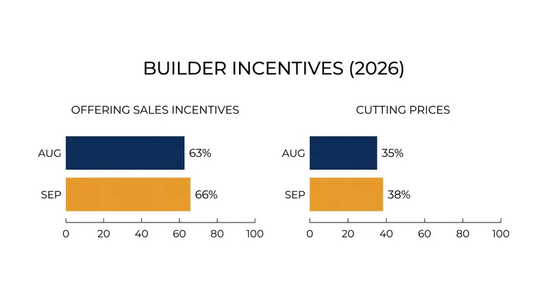 The share of homebuilders offering sales incentives and price cuts reached a 2026 high in September.