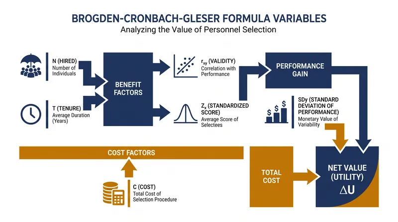 The six variables that determine the marginal utility of a selection system.
