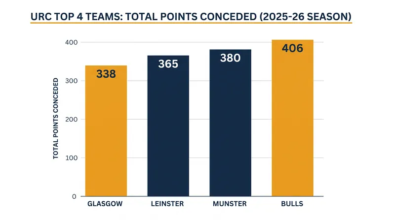 Defensive records from the 2025-26 season highlight the structural gap between Glasgow and the Bulls.
