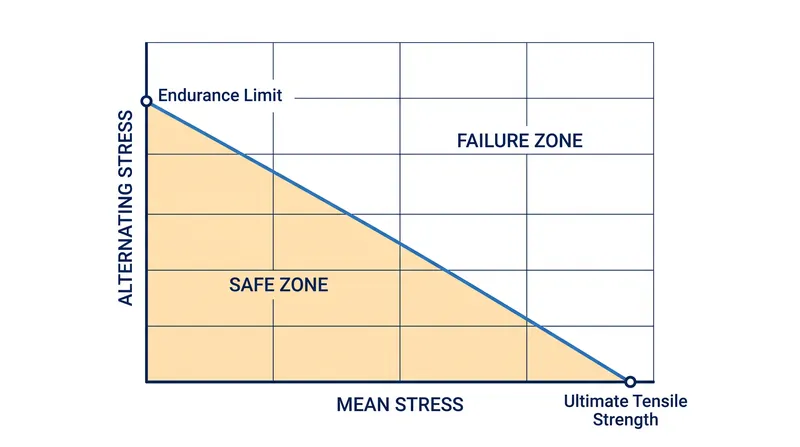 The Goodman line maps the mathematical boundary between infinite cyclic life and guaranteed fatigue failure.