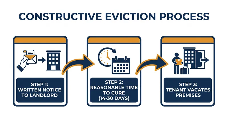 To legally break a lease through constructive eviction, tenants must follow a strict sequential process.