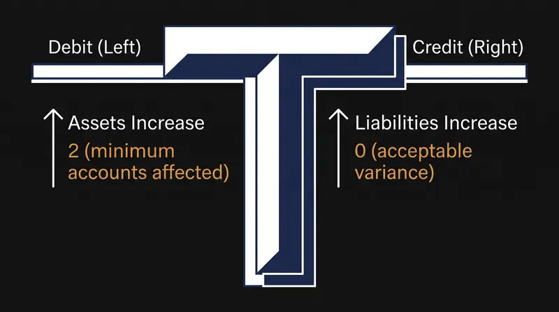 Debits and credits map directly to the left and right sides of the accounting equation.