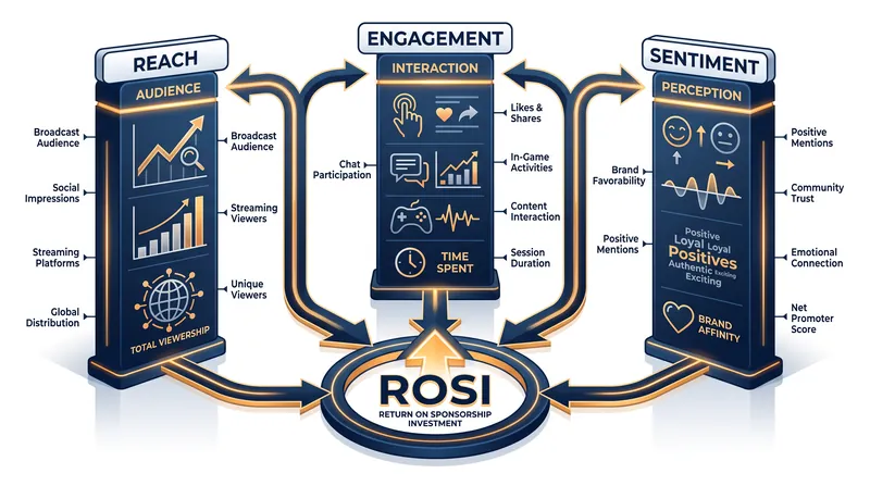 The Three-Factor Model combines raw viewership with active interaction and community perception to calculate true media value.