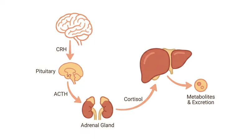 The liver acts as the primary metabolic bottleneck, converting active cortisol into water-soluble compounds for excretion.