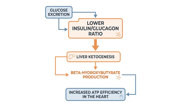 The caloric deficit forces the liver to produce ketone bodies, providing a highly efficient fuel source for the heart.
