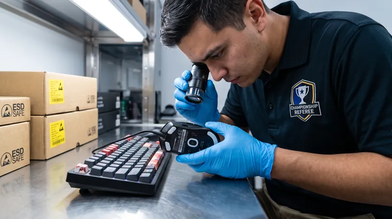 All player peripherals undergo strict technical quarantine and firmware checks before matches.