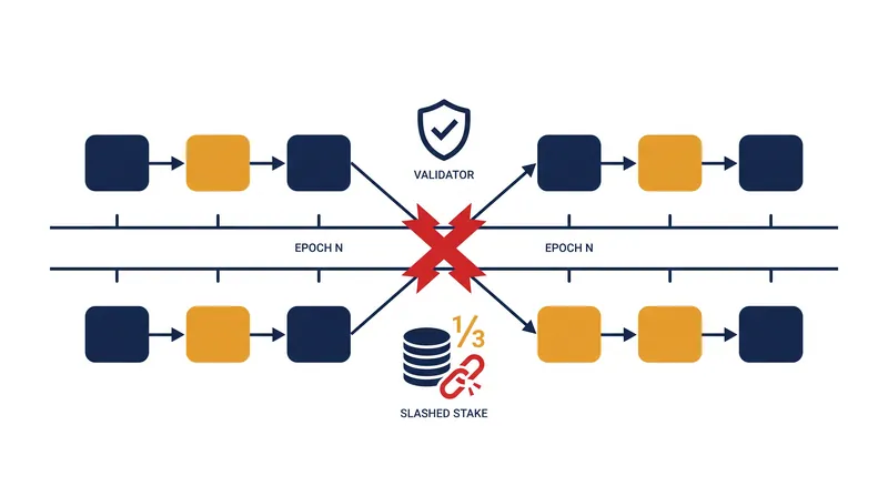 Reversing a finalized block requires at least one-third of the network to cast conflicting votes, triggering automatic financial ruin.