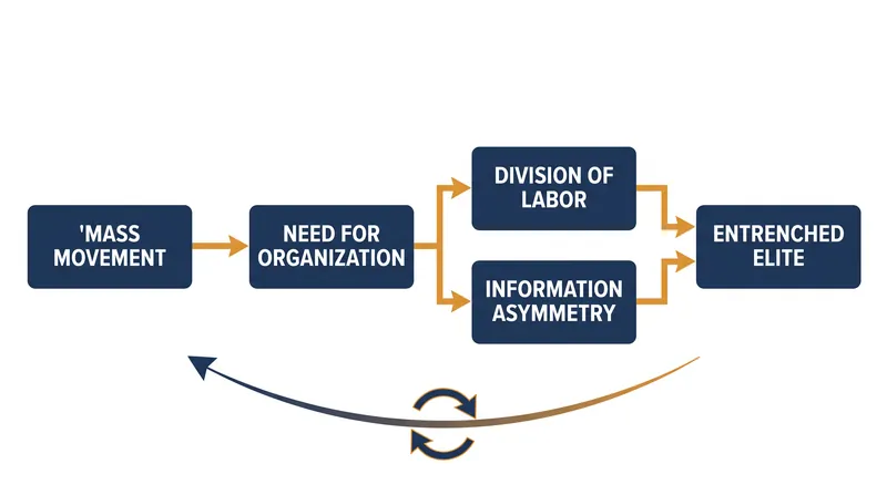 How the technical necessity of organization mathematically drives the creation of an elite ruling class.