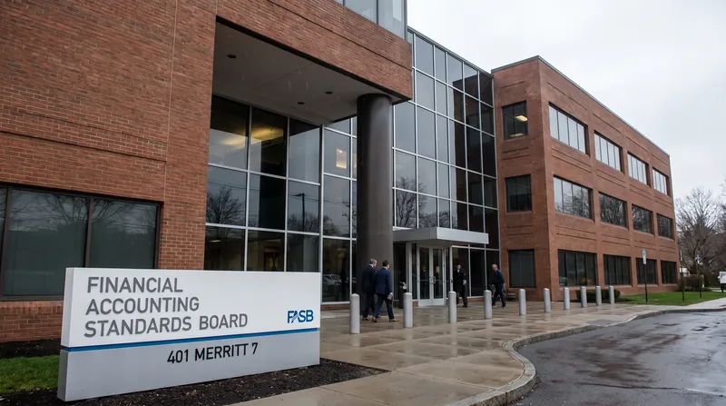 Exterior view of the Financial Accounting Standards Board headquarters building in Norwalk, Connecticut.