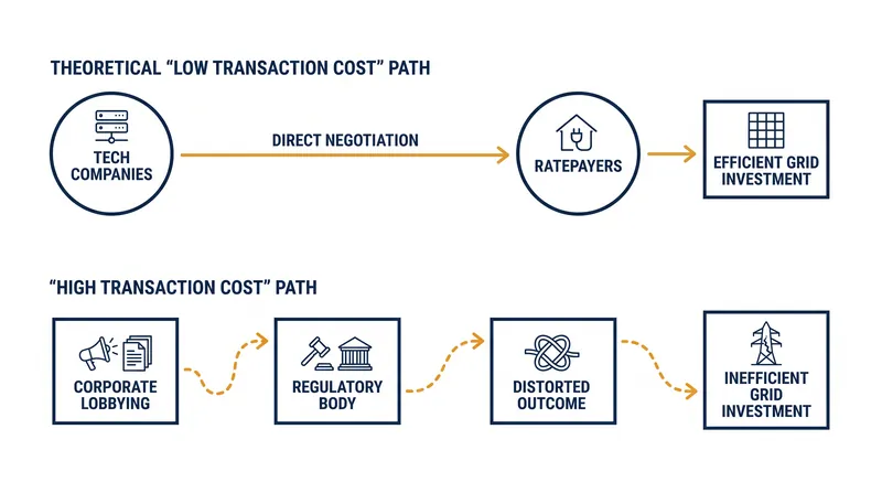 How corporate lobbying acts as a transaction cost that disrupts efficient market bargaining.