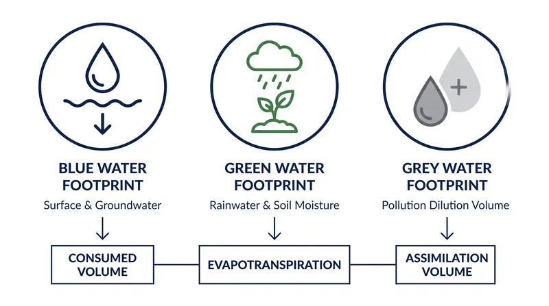The three components of a total water footprint.