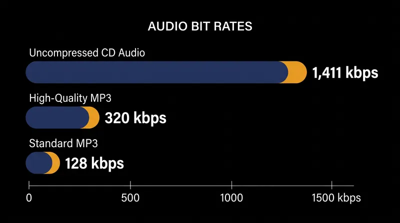 By utilizing the psychoacoustic model, a standard MP3 discards roughly 91 percent of the data found on an uncompressed compact disc.