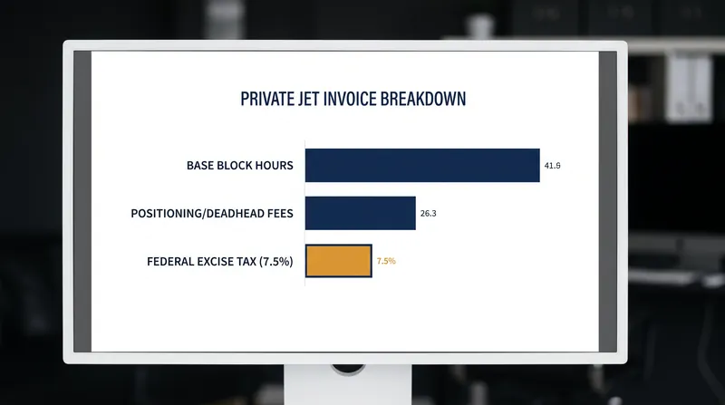 A breakdown of the components that make up a final private jet charter invoice.