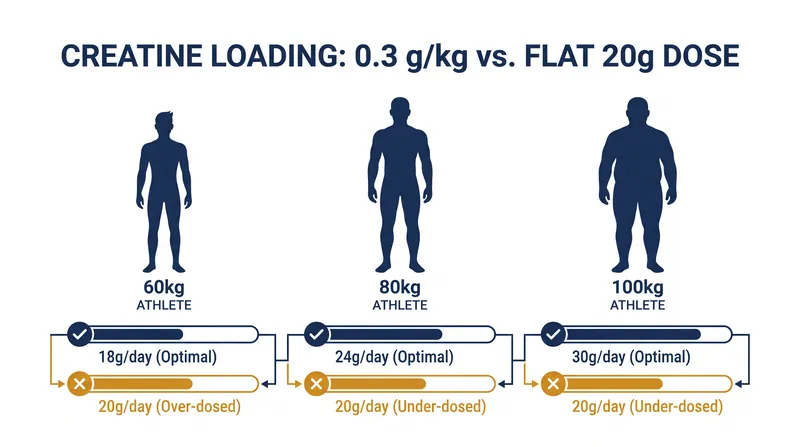 How a flat 20-gram dose fails to properly saturate heavier athletes while over-dosing lighter ones.