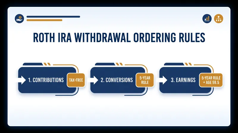 The IRS ordering rules dictate that contributions are always withdrawn first.