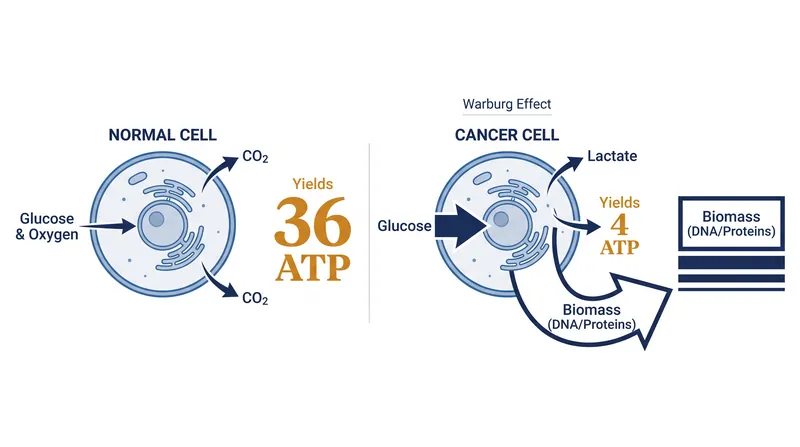 The 36:4 ATP trade-off allows cancer cells to retain the carbon skeletons needed to build new cells.