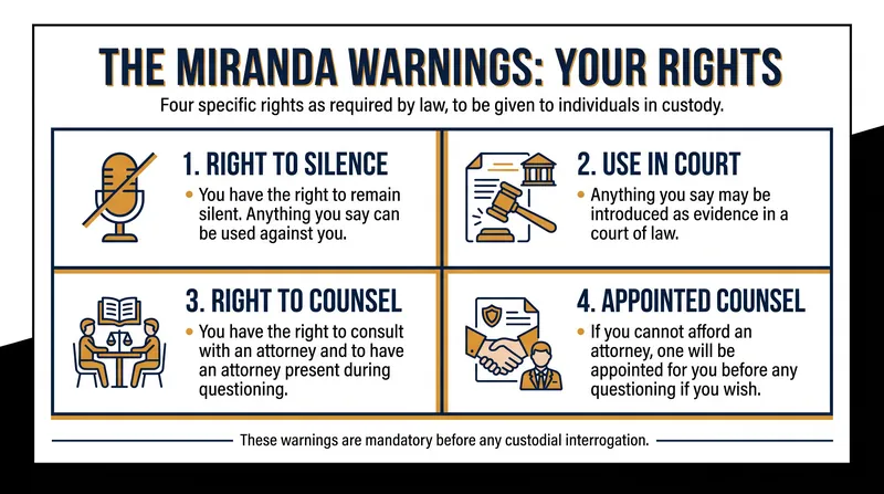 The four distinct constitutional protections required by the 1966 Supreme Court mandate.