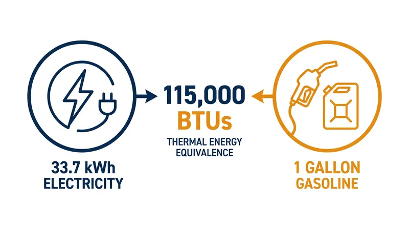 The EPA's conversion formula is based on the 115,000 British thermal units (BTUs) of energy contained in a single gallon of unleaded gasoline.