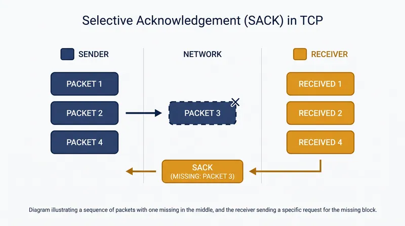 Selective Acknowledgment (SACK) allows the receiver to confirm out-of-order packets, preventing redundant retransmissions.