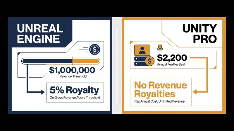 How the two largest commercial game engines structure their fees for professional developers.