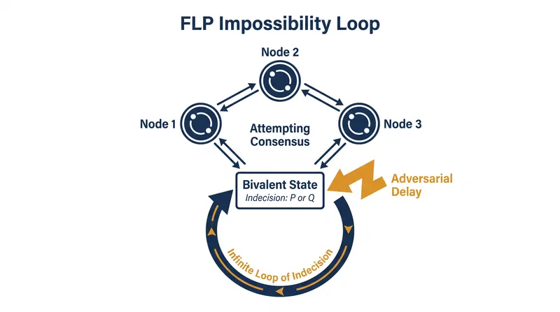 The theorem proves that a perfectly timed delay can trap a deterministic system in an infinite loop.